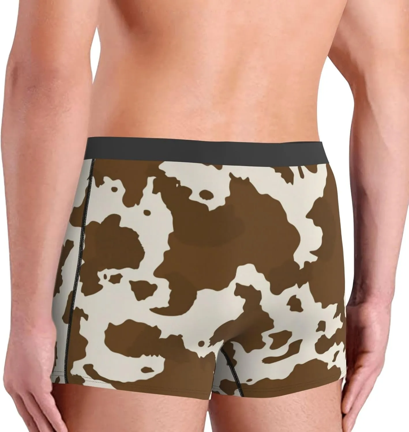 Cow Leather Brown Print Men's Underwear Boxer Briefs Soft Stretch Underpants Trunks for Gift
