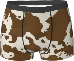 Cow Leather Brown Print Men's Underwear Boxer Briefs Soft Stretch Underpants Trunks for Gift