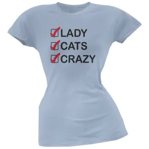 Crazy Cat Lady Check List Blue Soft Juniors T-Shirt