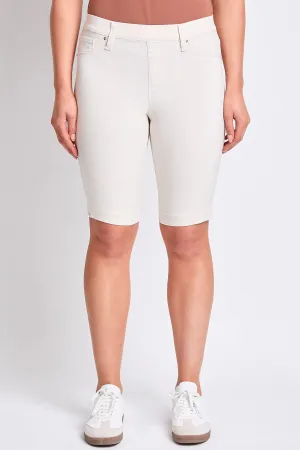 Ecru Hyperstretch Mid Rise Pull-on Bermuda Shorts