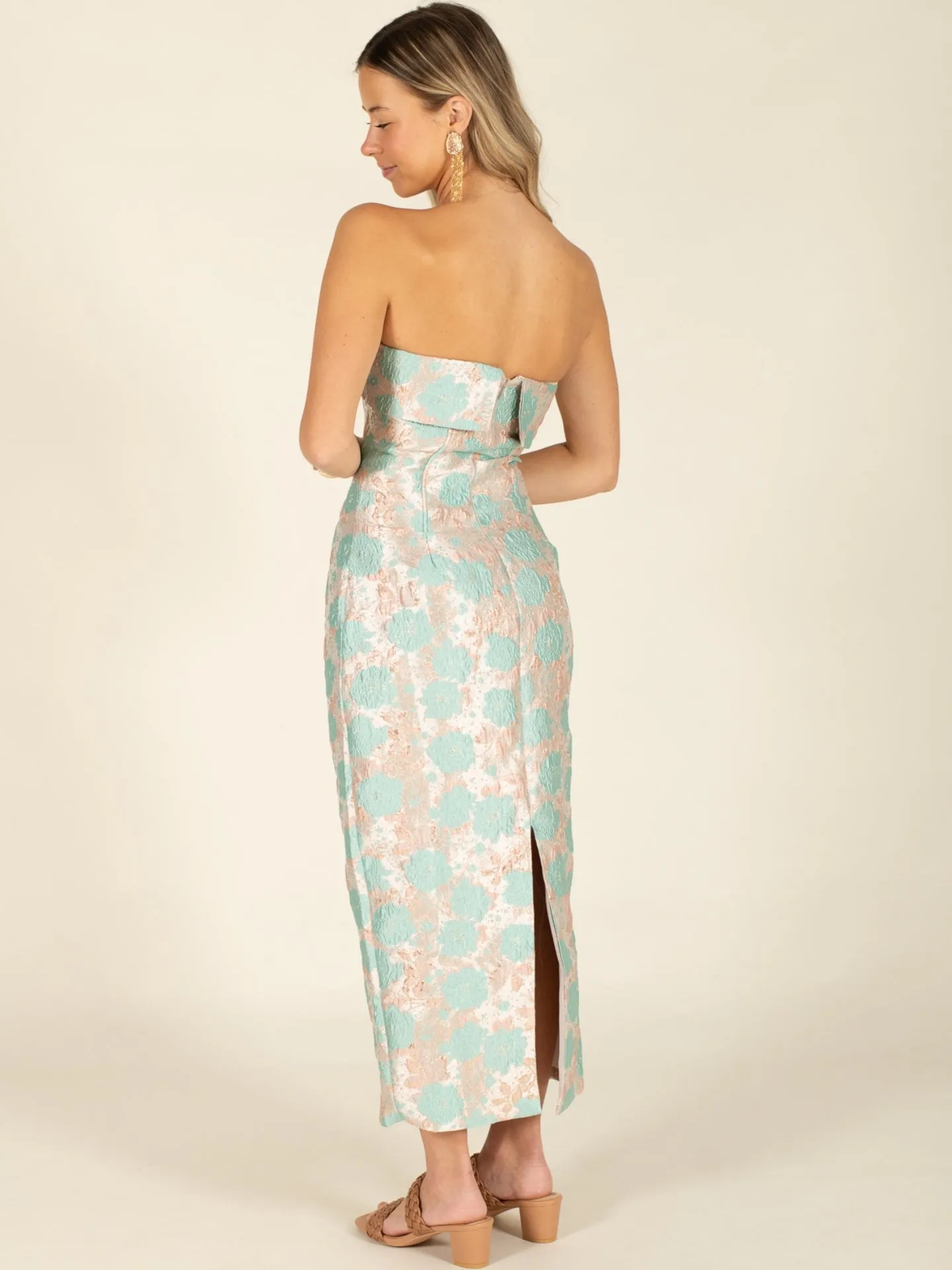 Floral Print Strapless Midi Dress