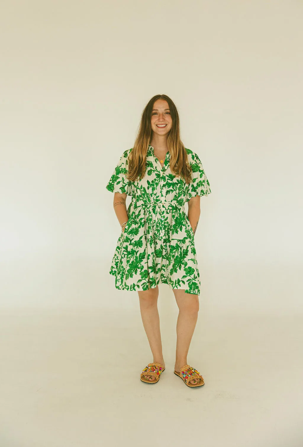 Floral Printed Button Down Mini Dress