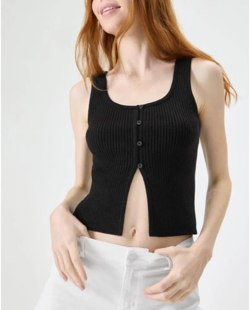 Florence By Mills Women's Bright Side Peek-a-Boo Button Up Tank