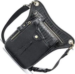 Genuine Leather Drop Leg Bag,Waist Bag Fanny Pack Canvas Drop Leg Bag Men Women Multi-Pockets Leg Pouch Bag for Outdoor Bike Motorcycle Cycling,Type A,Black