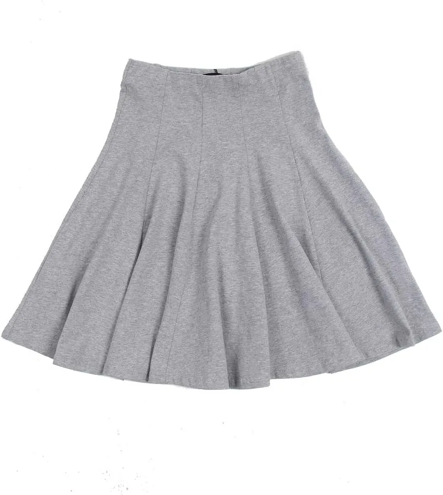 Girls' School Uniform Pleated Pull-on Knee Length Panel Skirt, Knit Waistband