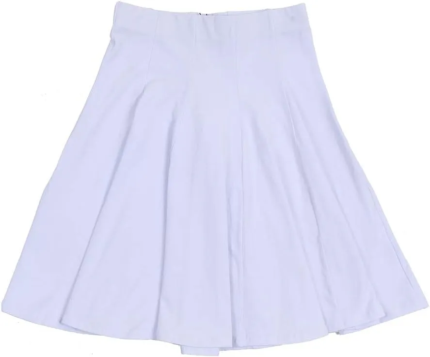 Girls' School Uniform Pleated Pull-on Knee Length Panel Skirt, Knit Waistband