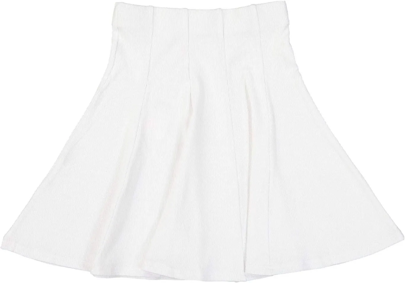 Girls' School Uniform Pleated Pull-on Knee Length Ribbed Cotton Panel Skirt, Knit Waistband