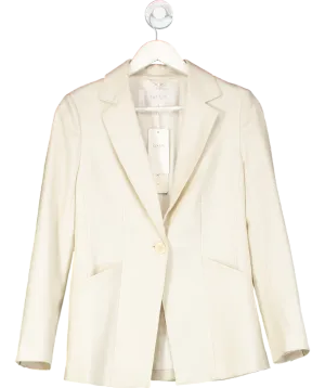 Goelia Cream Worsted Wool One Button Women Blazer UK S