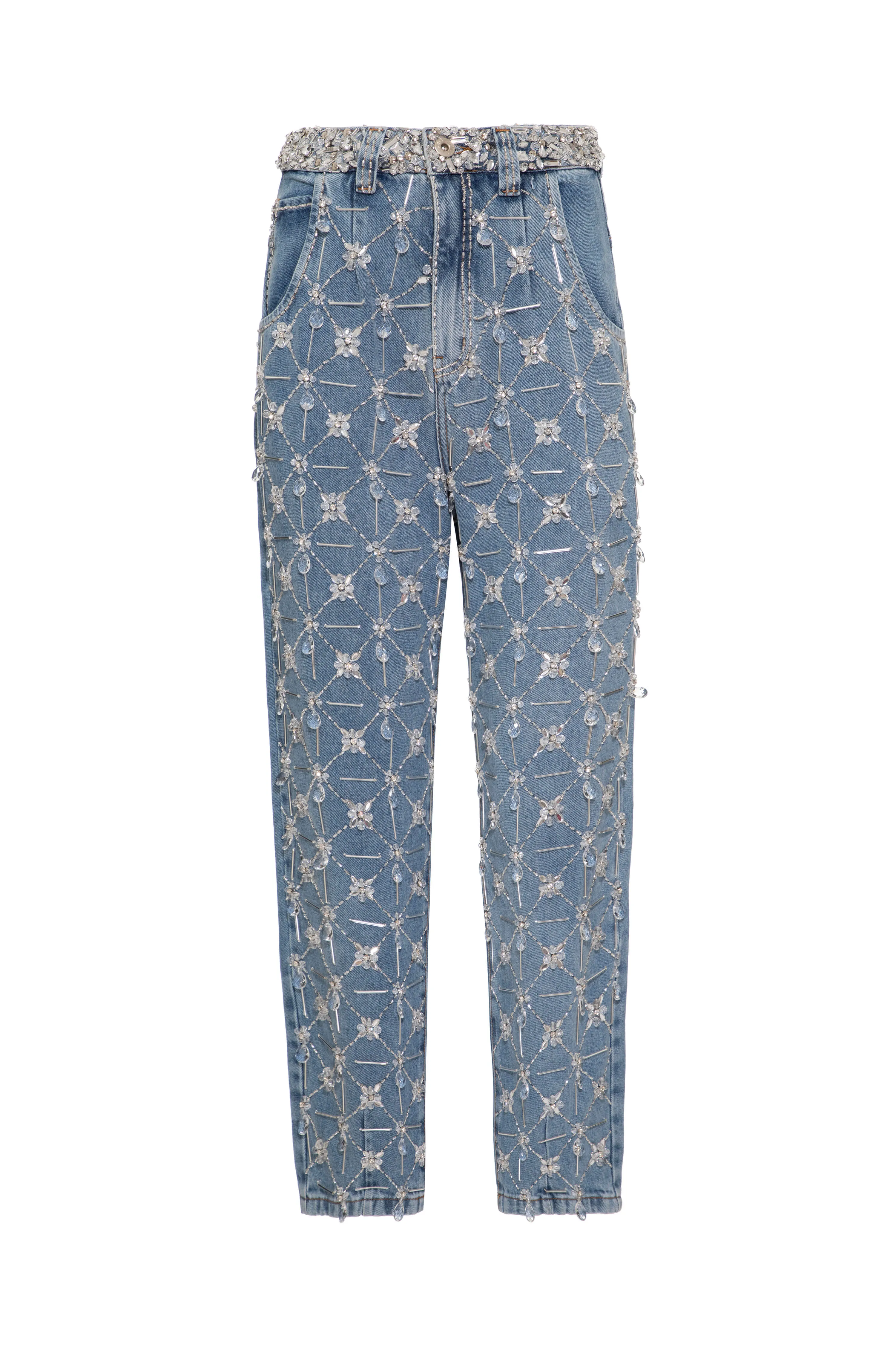 Hand-Beaded High-Waisted Jean
