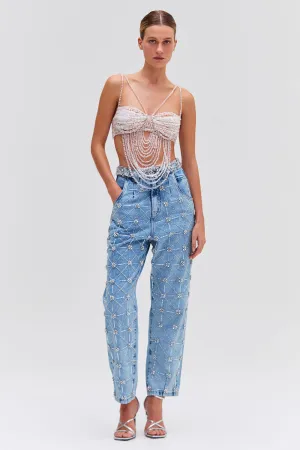 Hand-Beaded High-Waisted Jean