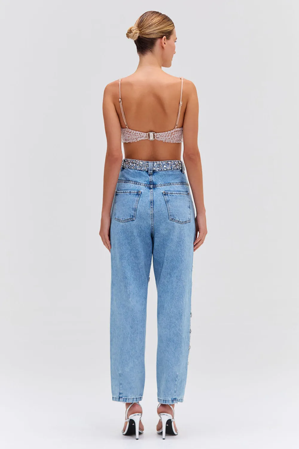 Hand-Beaded High-Waisted Jean