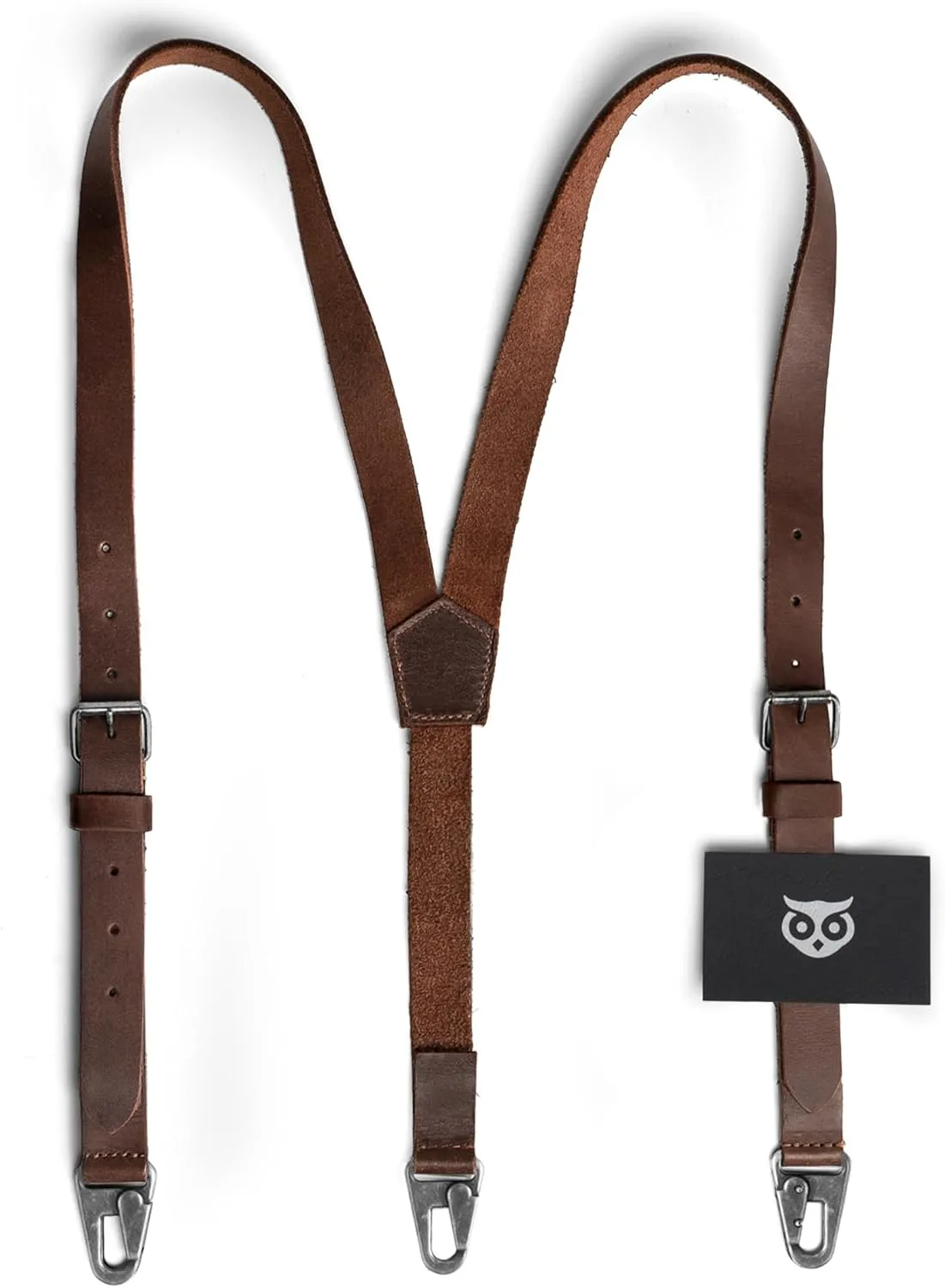 Hide & Drink Leather Suspenders for Men Heavy Duty Mens Leather Suspenders Western Brown Dress Pants Jeans Wedding Groomsmen
