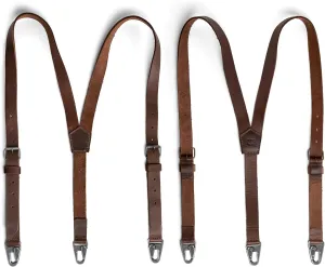 Hide & Drink Leather Suspenders for Men Heavy Duty Mens Leather Suspenders Western Brown Dress Pants Jeans Wedding Groomsmen