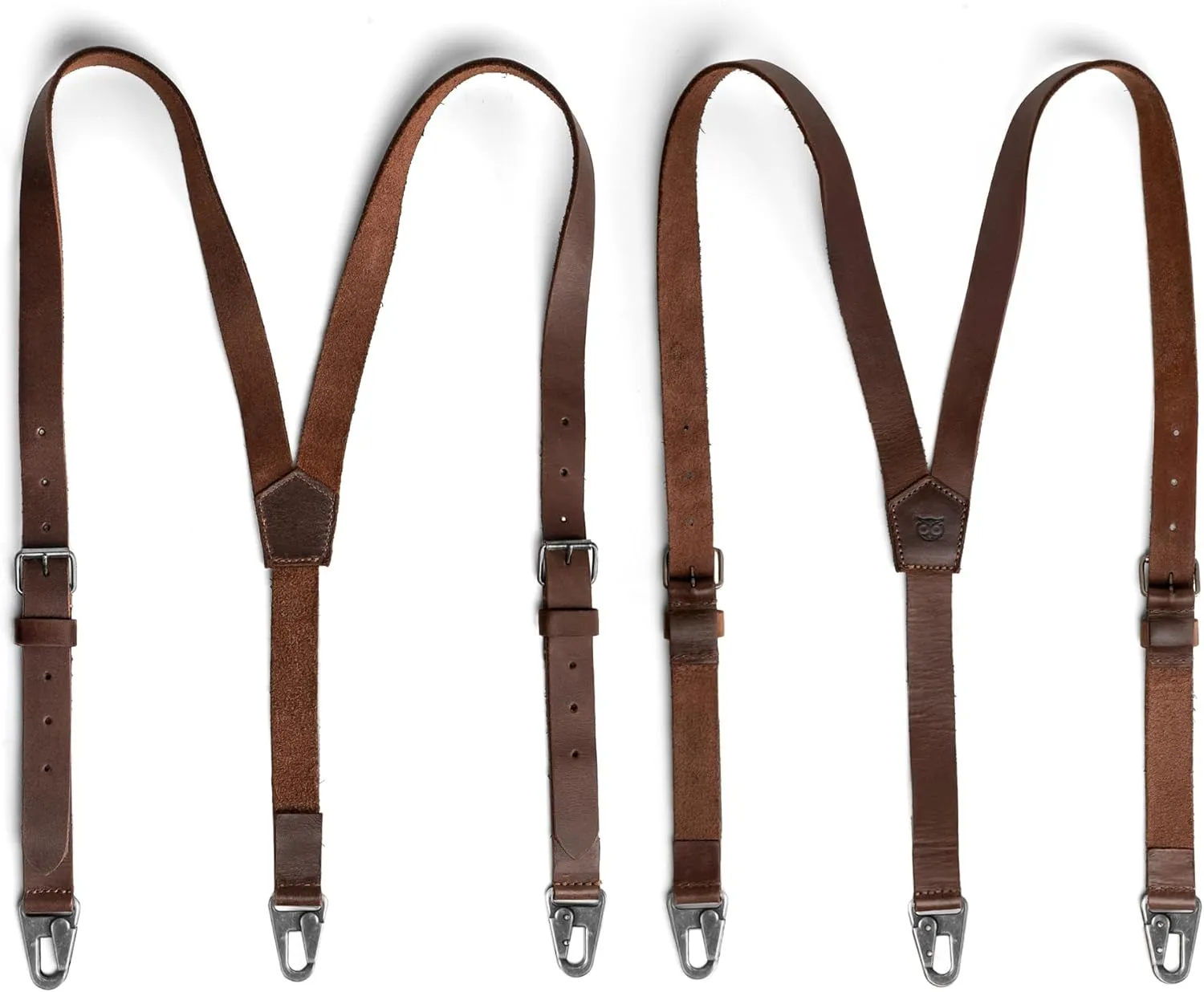 Hide & Drink Leather Suspenders for Men Heavy Duty Mens Leather Suspenders Western Brown Dress Pants Jeans Wedding Groomsmen