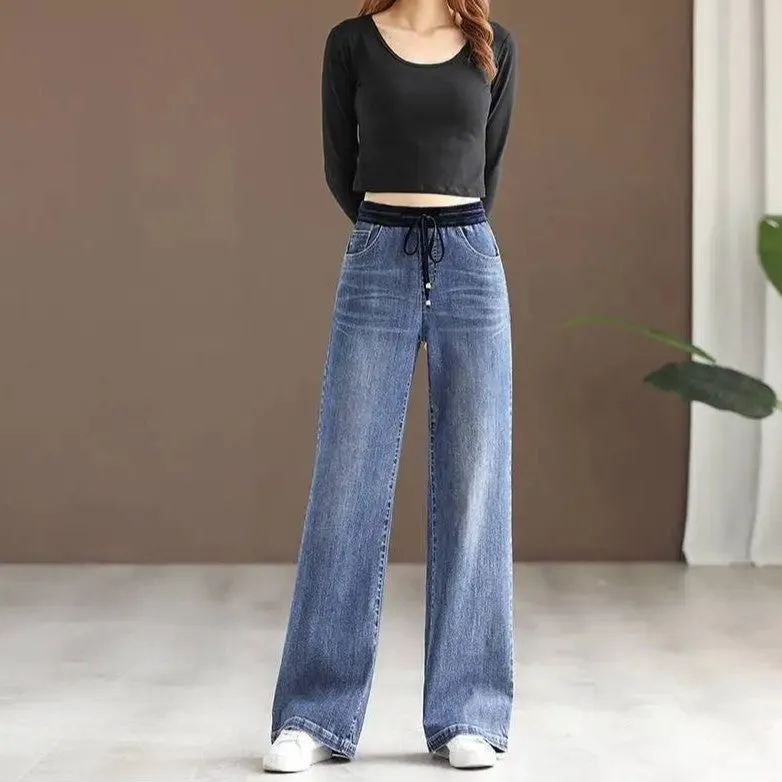 HIGH RISE LACE-UP JEANS