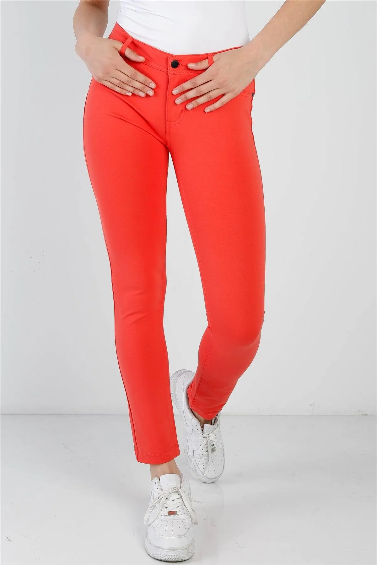Hot Coral Mid Rise Skinny Pants /3-3