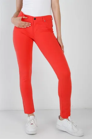 Hot Coral Mid Rise Skinny Pants /3-3