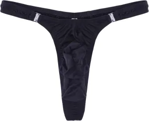 JEsilunmaMY Mens Ruched T-Back Thong Patent Leather Low Rise Bulge Pouch Underwear Soft Stretch G-String Briefs Under Panties