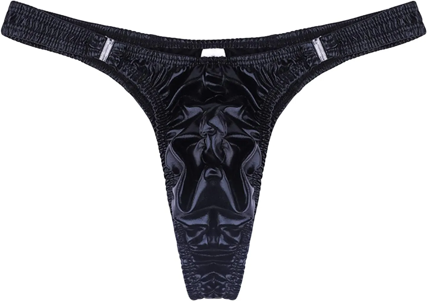 JEsilunmaMY Mens Ruched T-Back Thong Patent Leather Low Rise Bulge Pouch Underwear Soft Stretch G-String Briefs Under Panties