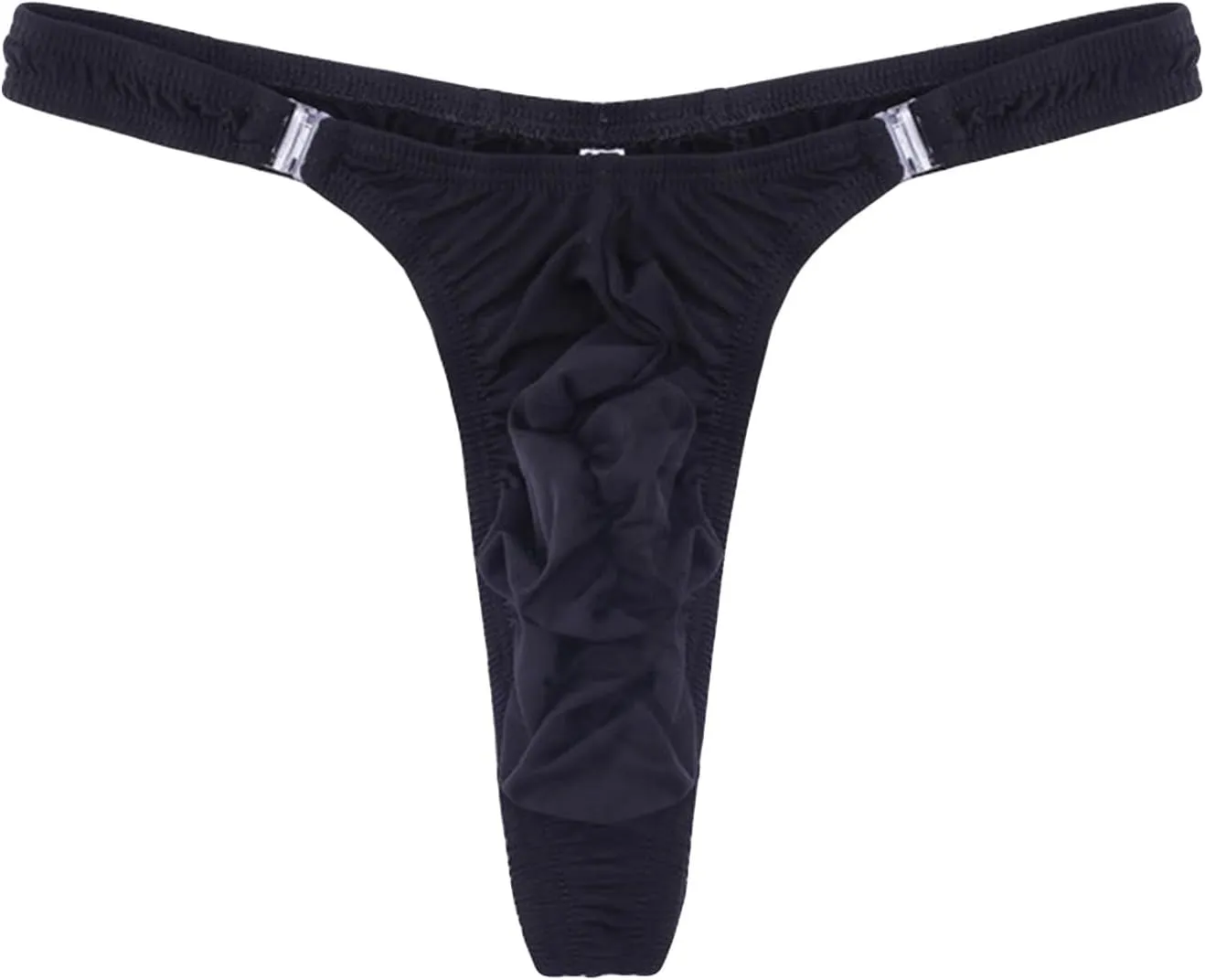 JEsilunmaMY Mens Ruched T-Back Thong Patent Leather Low Rise Bulge Pouch Underwear Soft Stretch G-String Briefs Under Panties