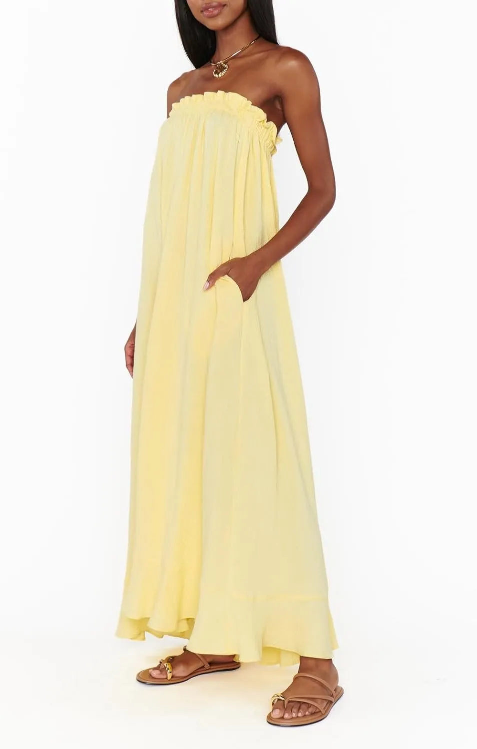 Juakoso Women Y2k Strapless Maxi Dress Floral Print Flowy A Line Long Dress Elegant Summer Vacation Party Dresses Beachwear