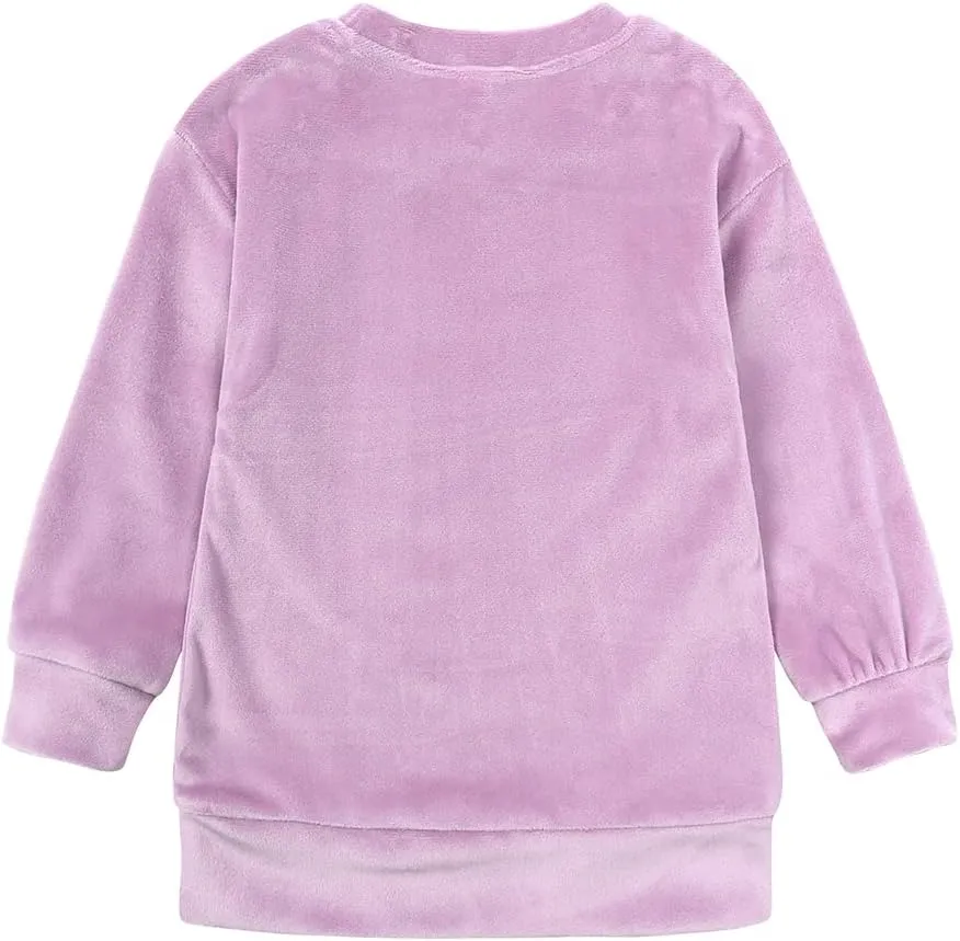 Kids Tales Little Girls Velour Sweatsuit 2Pcs Velvet Round Neck Sweatshirt   Sweatpants Fleece Pullover Jogger Outfits Set
