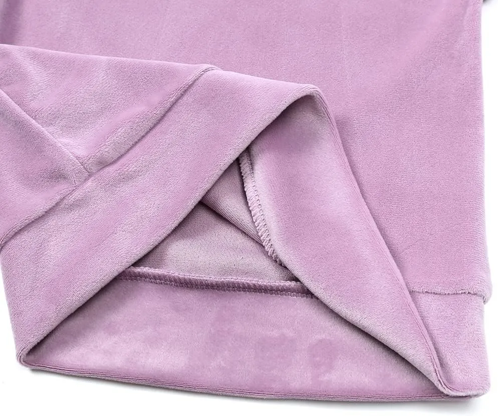 Kids Tales Little Girls Velour Sweatsuit 2Pcs Velvet Round Neck Sweatshirt   Sweatpants Fleece Pullover Jogger Outfits Set