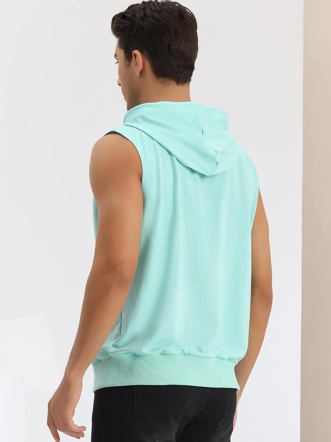 Lars Amadeus Sleeveless Hoodie for Men's Zipper Drawstring Hooded Sweatshirt Vest