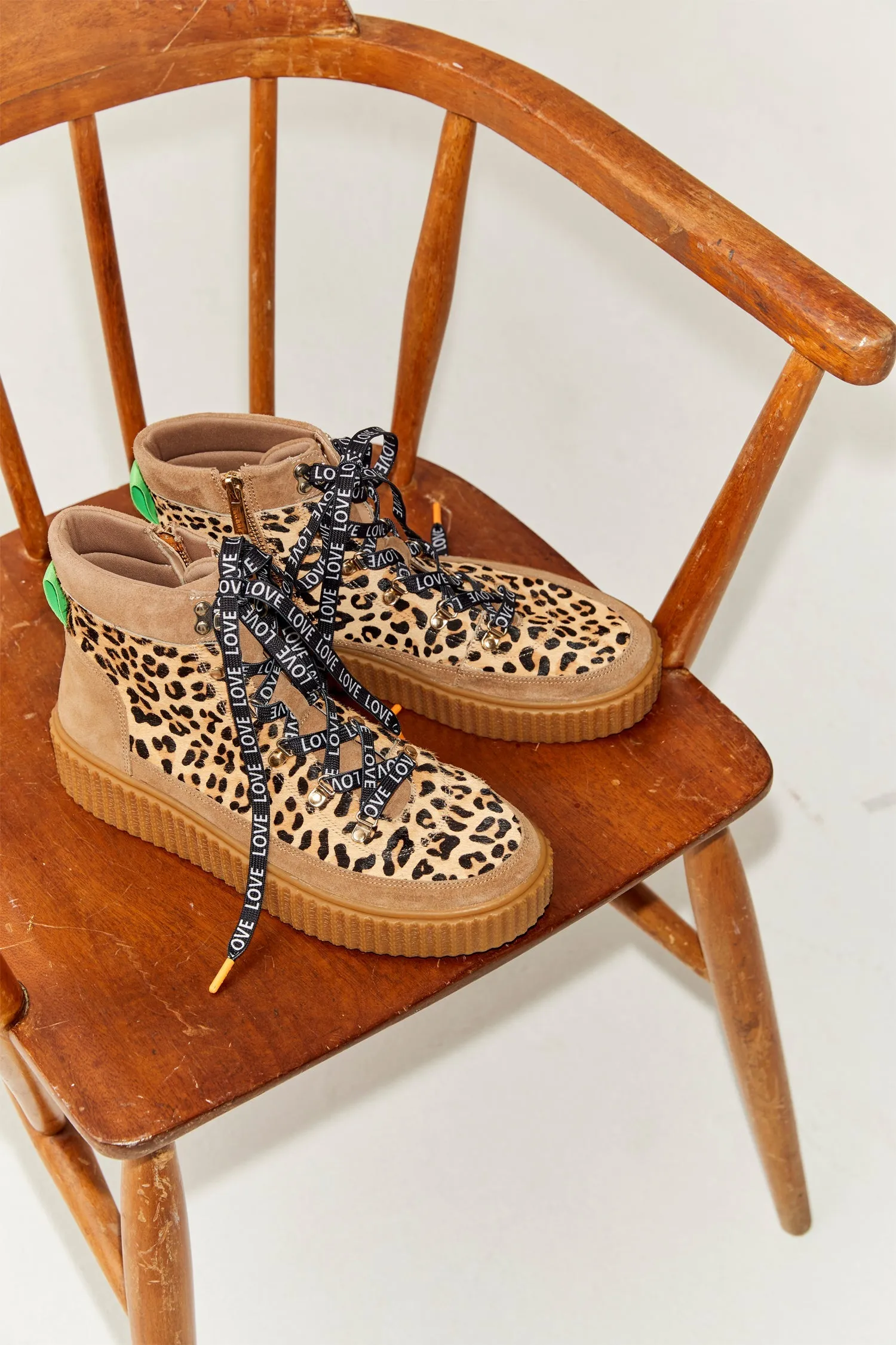 Leather Leopard Trainer Boot