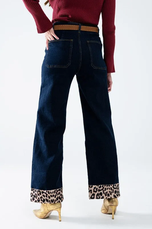 Leopard Cuffed Denim