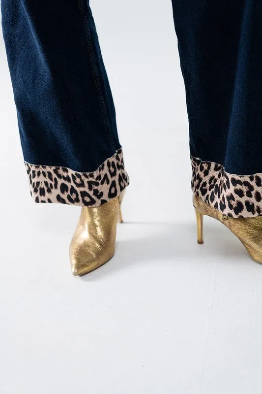 Leopard Cuffed Denim