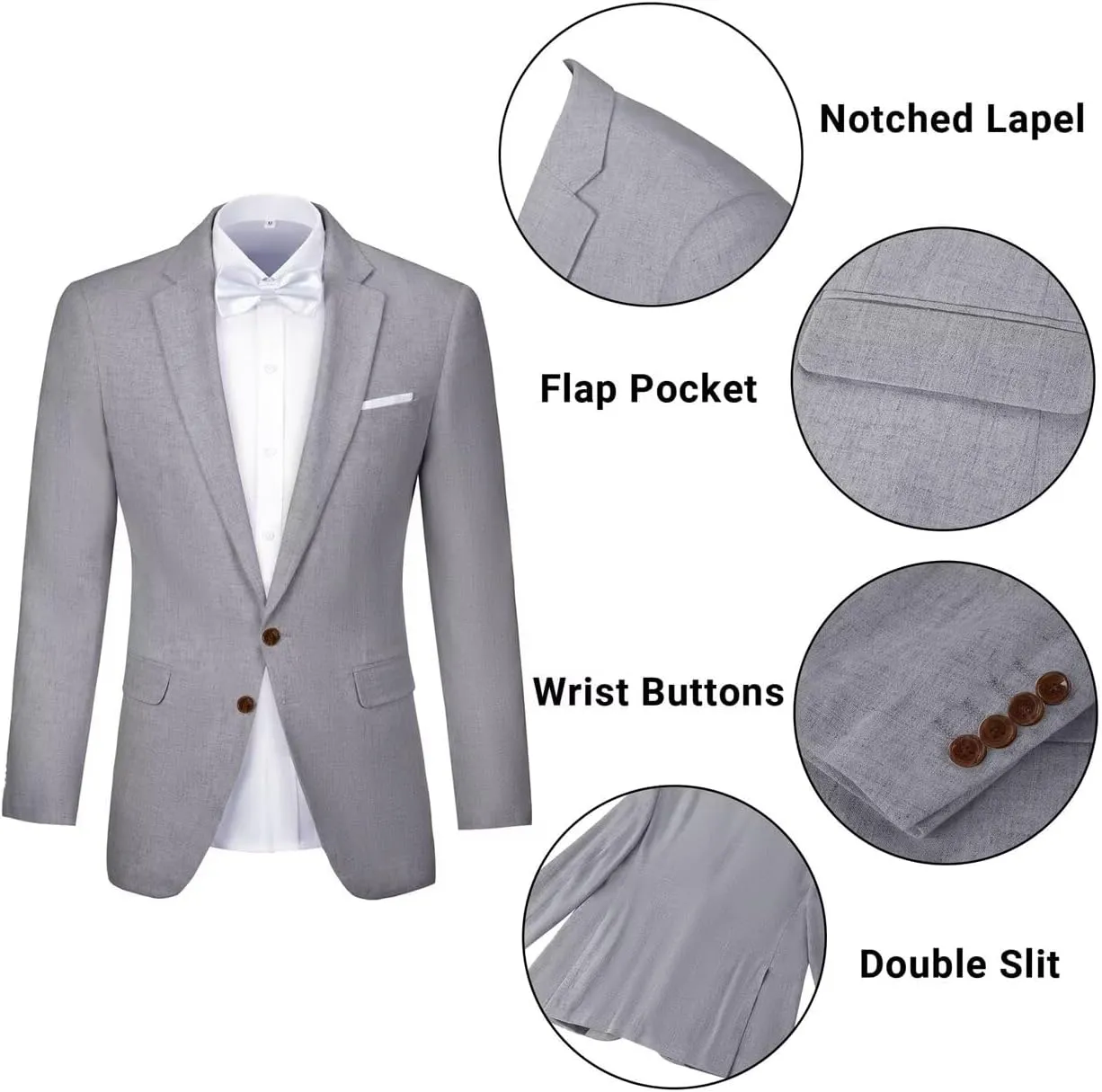 Linen Retro Mens Suit 2 Pieces Slim Fit Light Weight Linen Suit Linen Summer Suits Tuxedo Jacket Blazer Pant for Men
