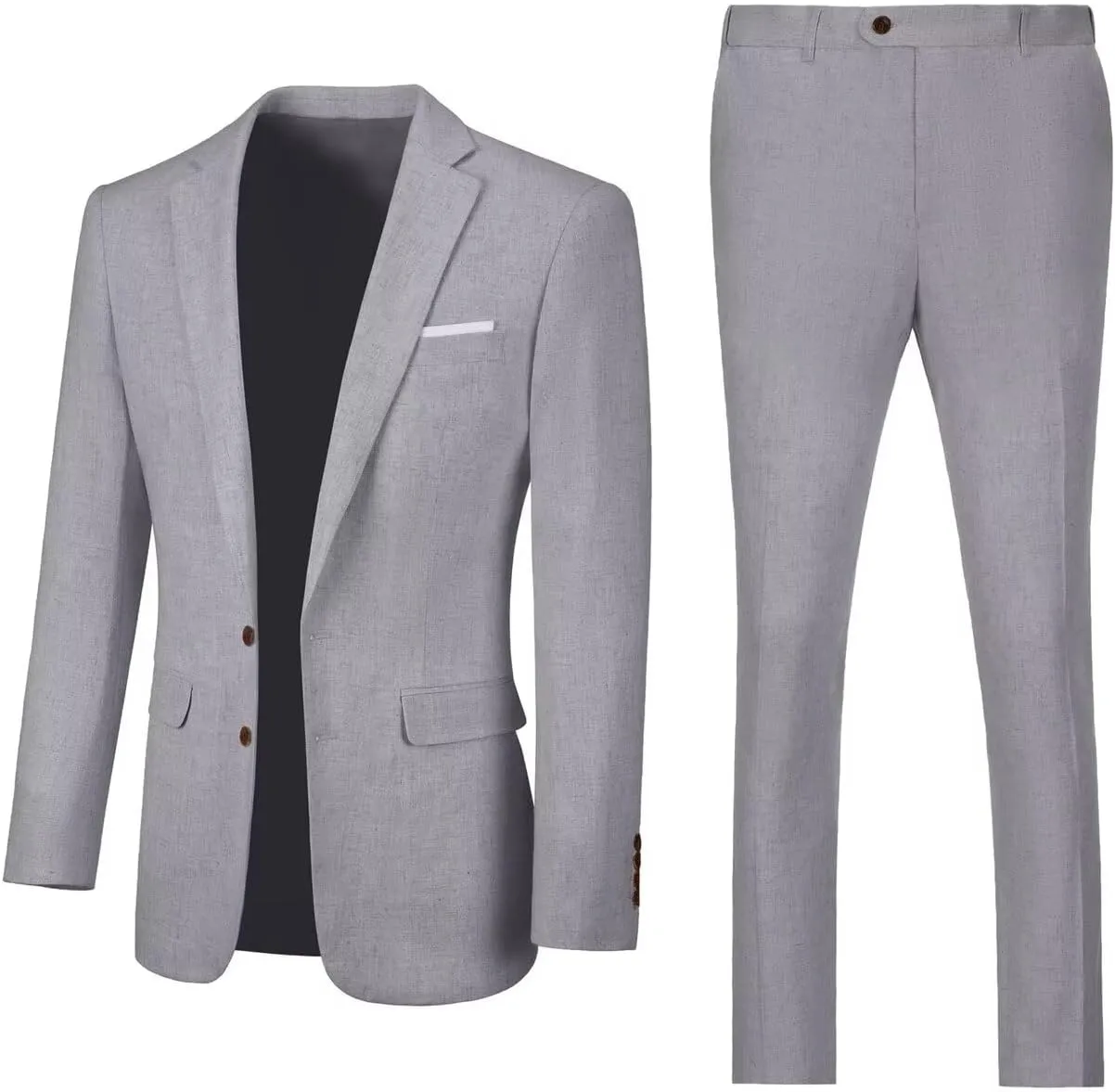 Linen Retro Mens Suit 2 Pieces Slim Fit Light Weight Linen Suit Linen Summer Suits Tuxedo Jacket Blazer Pant for Men
