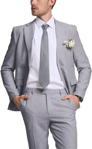 Linen Retro Mens Suit 2 Pieces Slim Fit Light Weight Linen Suit Linen Summer Suits Tuxedo Jacket Blazer Pant for Men