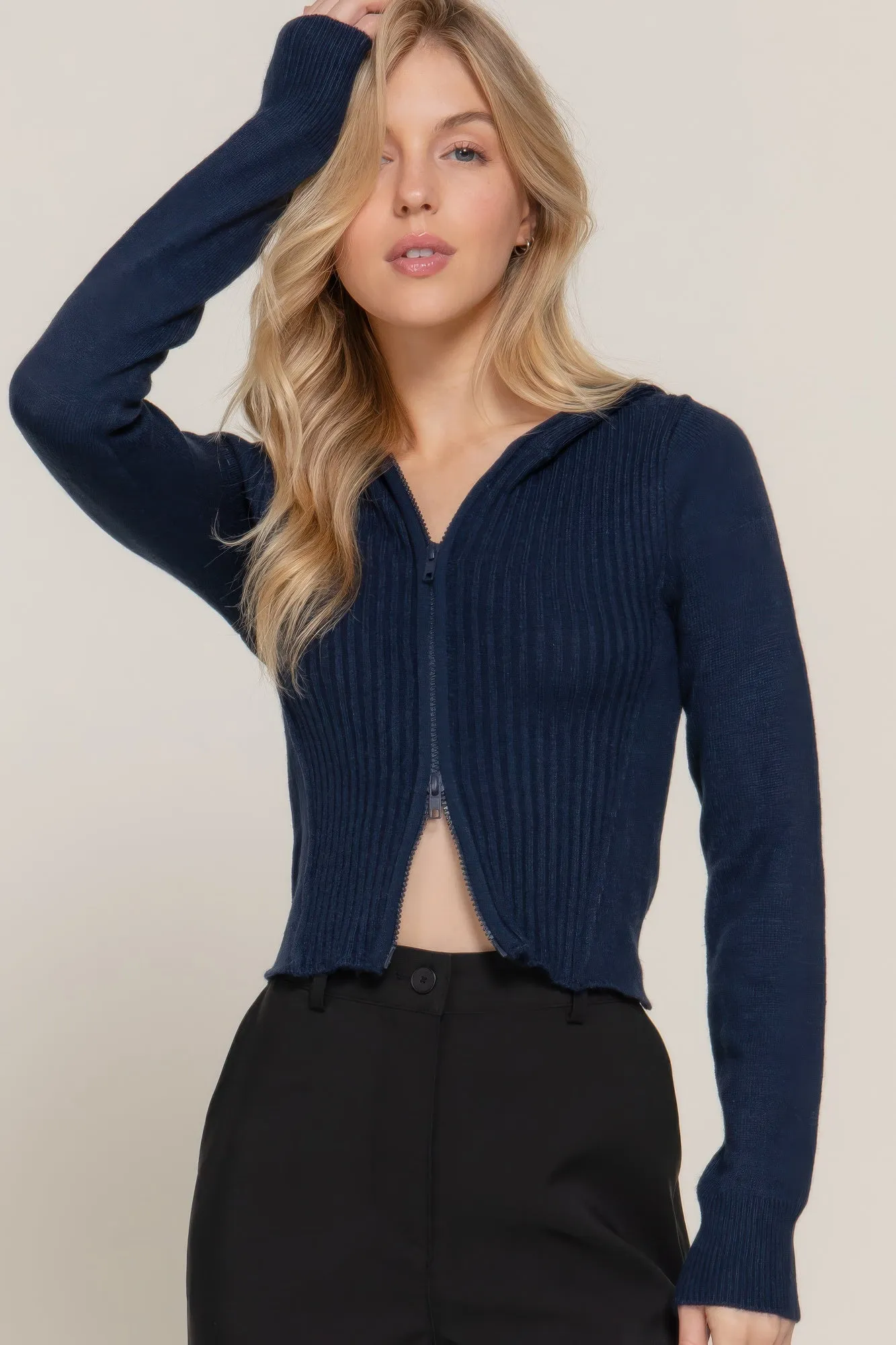 Long sleeve hooded cardigan