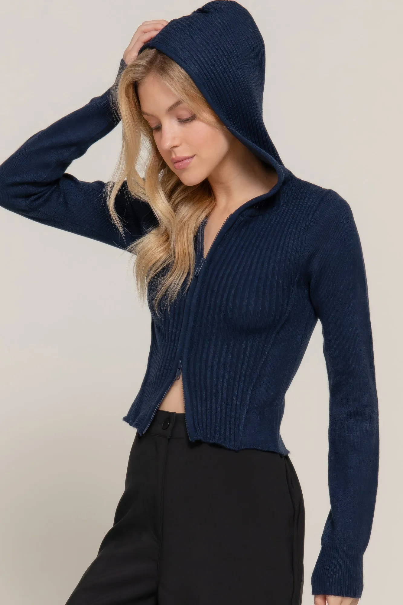 Long sleeve hooded cardigan