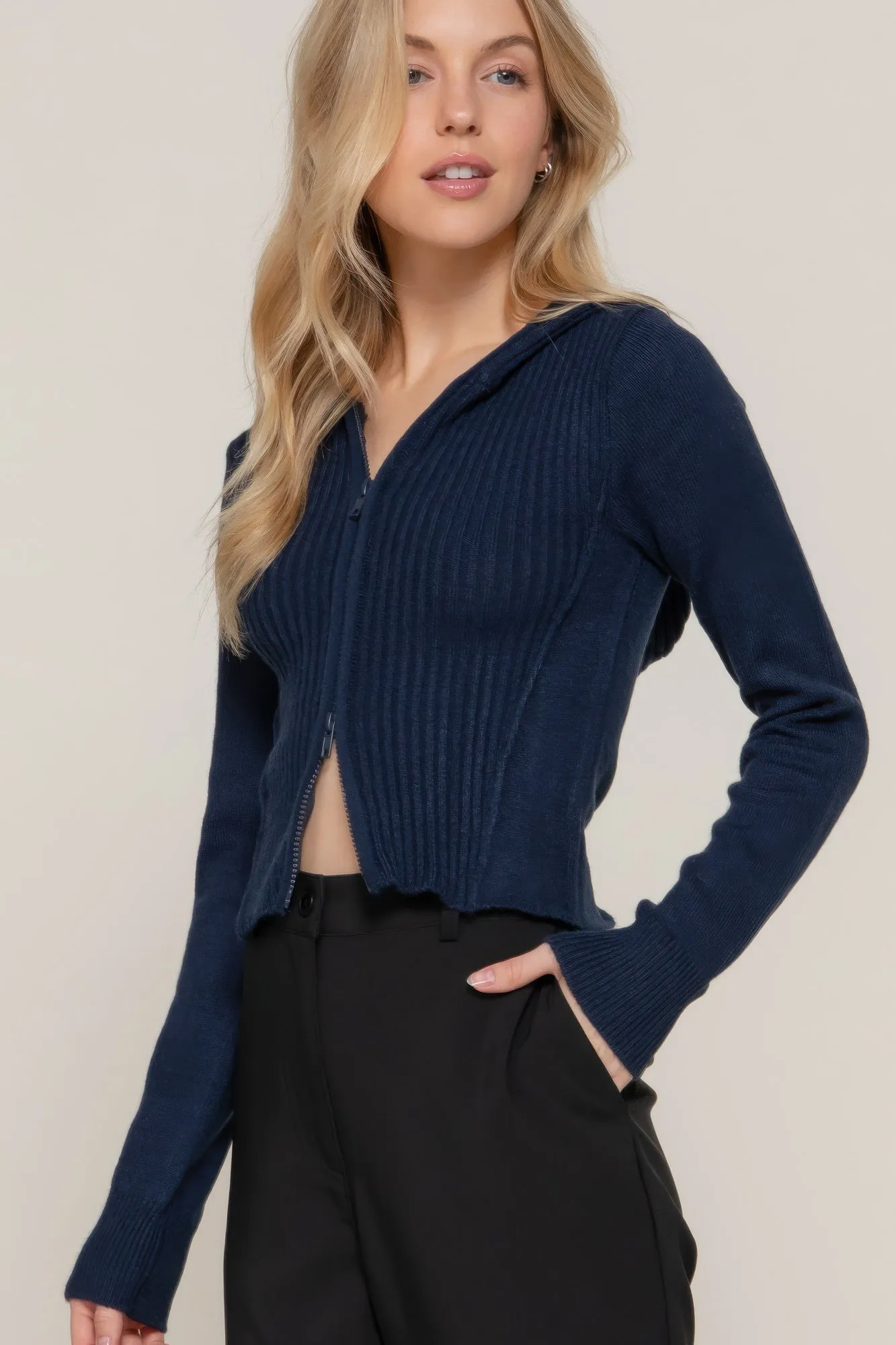 Long sleeve hooded cardigan