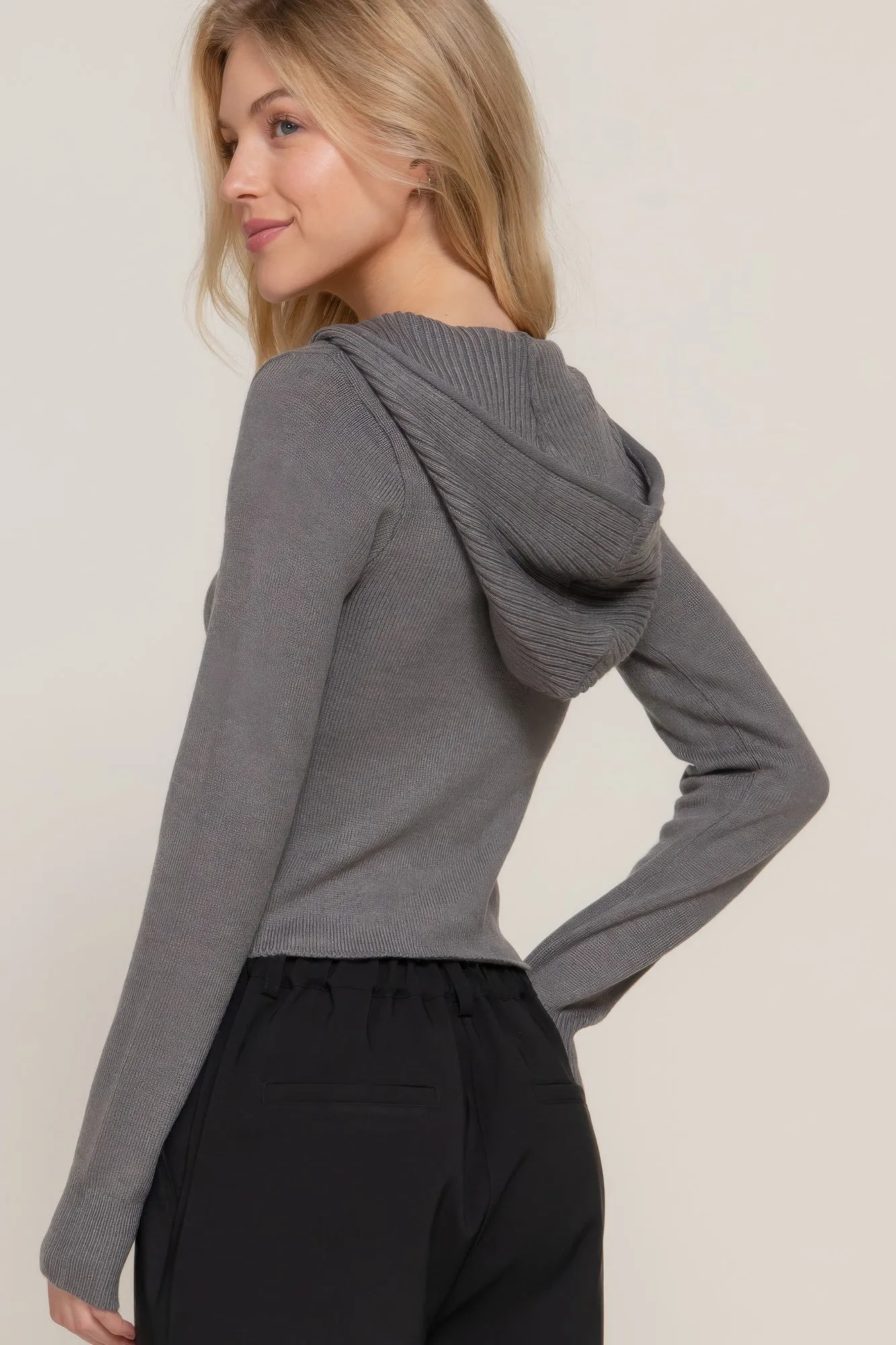 Long sleeve hooded cardigan