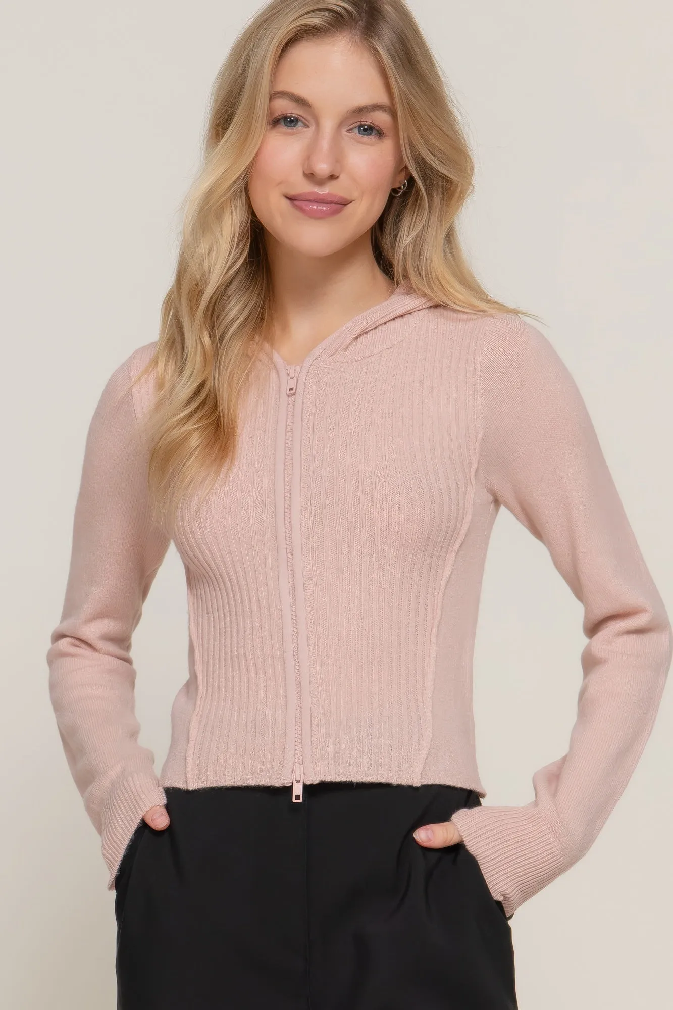 Long sleeve hooded cardigan