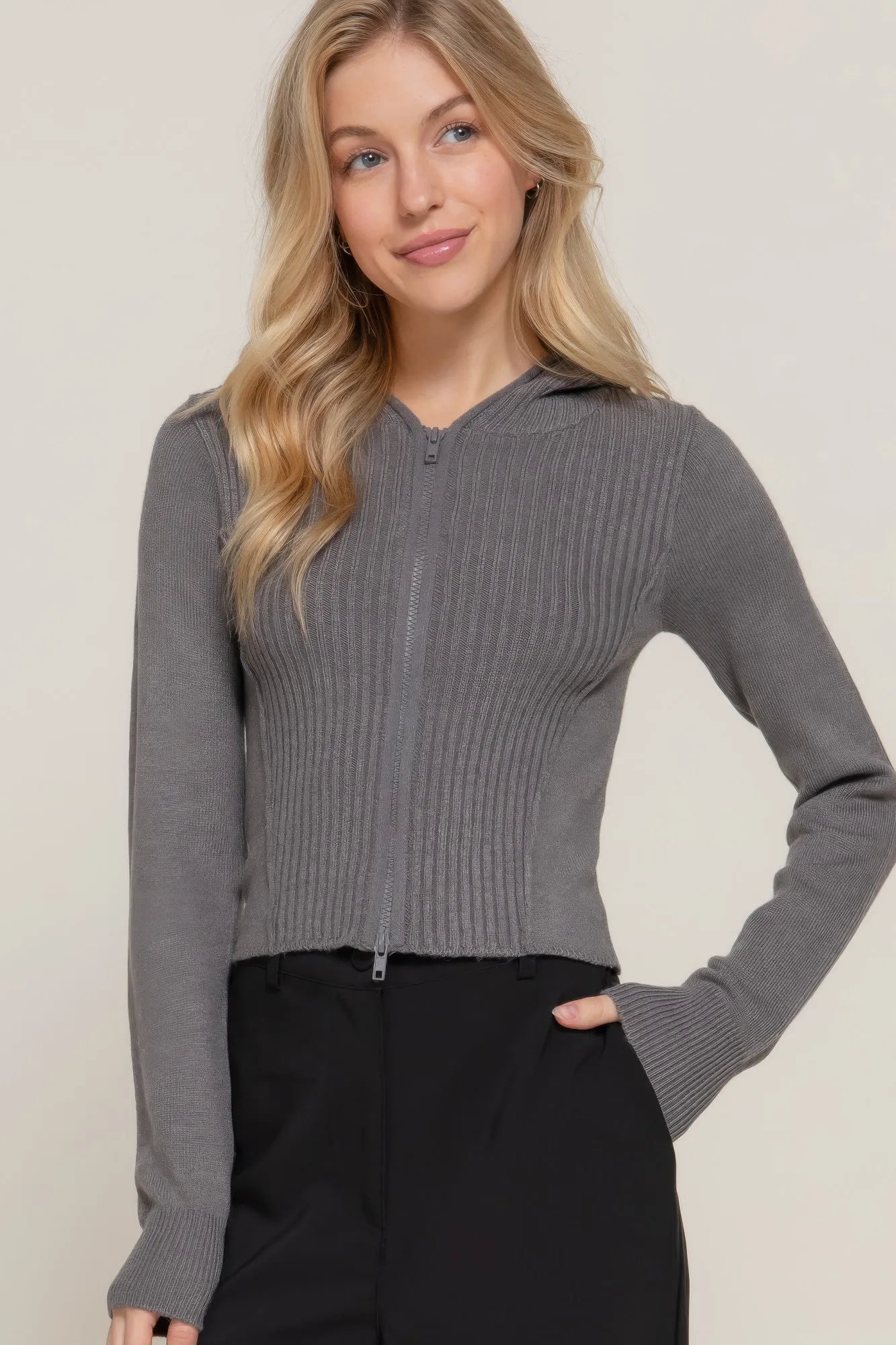 Long sleeve hooded cardigan