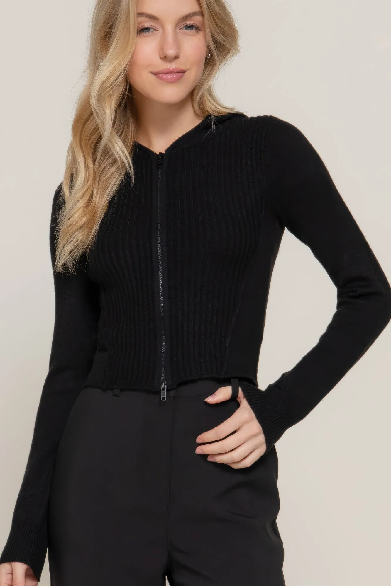 Long sleeve hooded cardigan