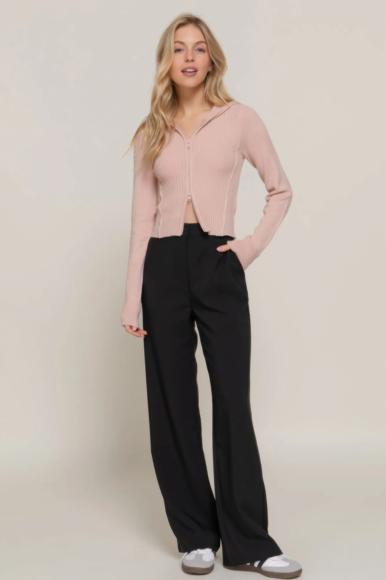 Long sleeve hooded cardigan