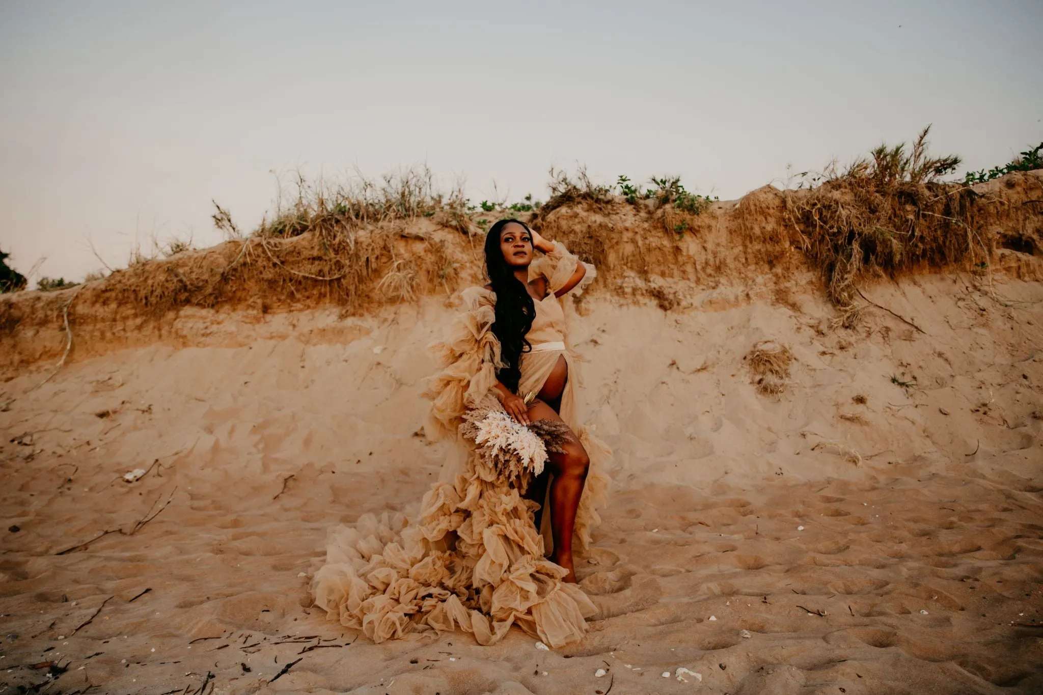 Maternity Photoshoot Dresses - Layered Mocha Tulle Dress - RENTAL