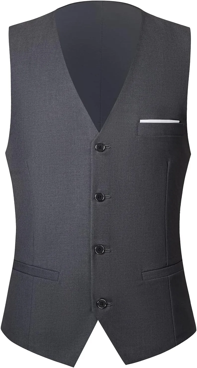 Men Suit 3 Pieces Slim Fit Solid Color Peaked Lapel Tuxedo Jacket Blazer for Party Prom Wedding