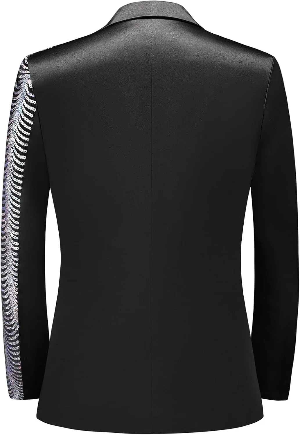 Mens 2 Piece Suit Slim Fit Sequin Shiny One Button Tuxedo Black Sequin Jacket Pants Sets for Wedding Party Prom