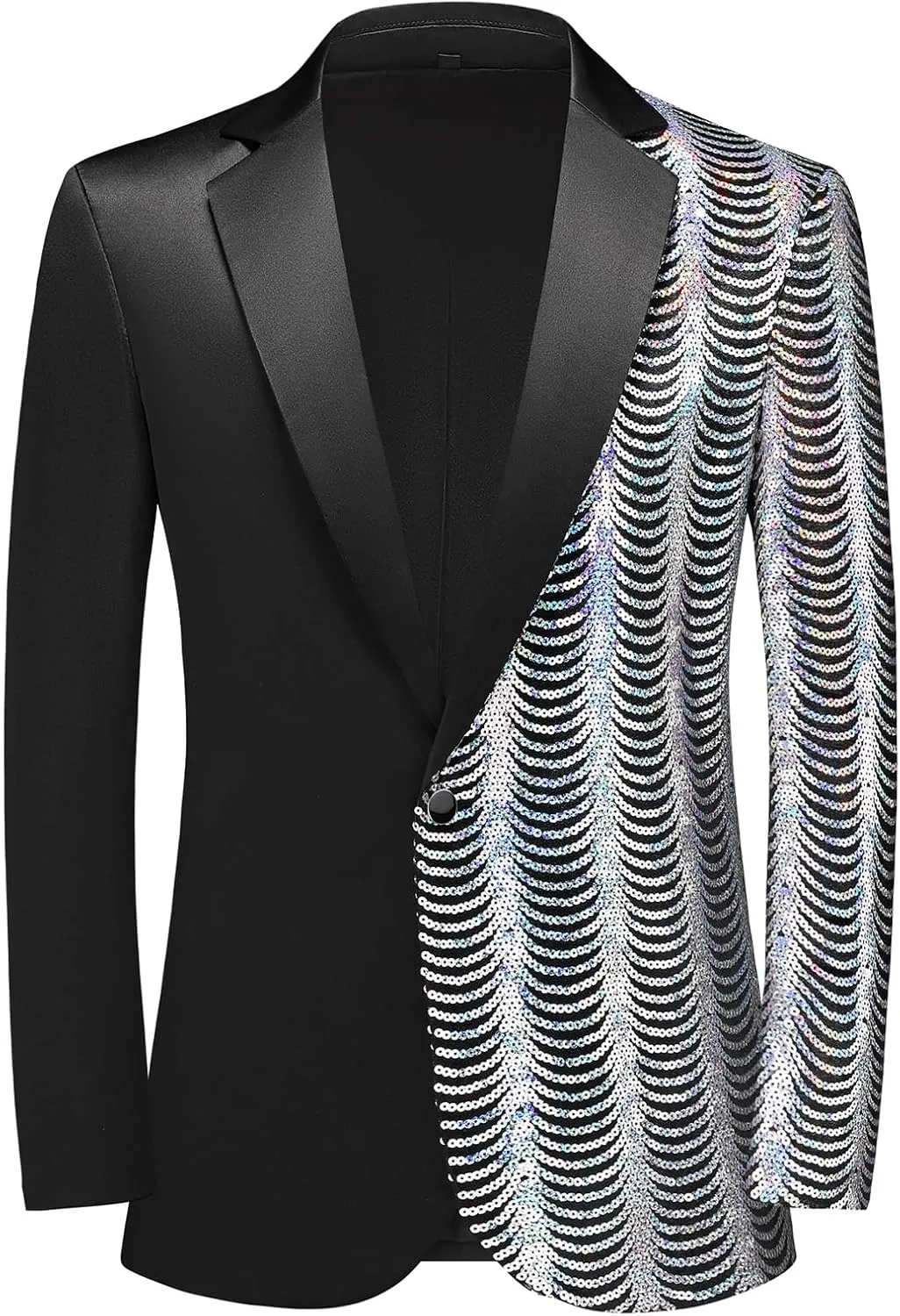 Mens 2 Piece Suit Slim Fit Sequin Shiny One Button Tuxedo Black Sequin Jacket Pants Sets for Wedding Party Prom