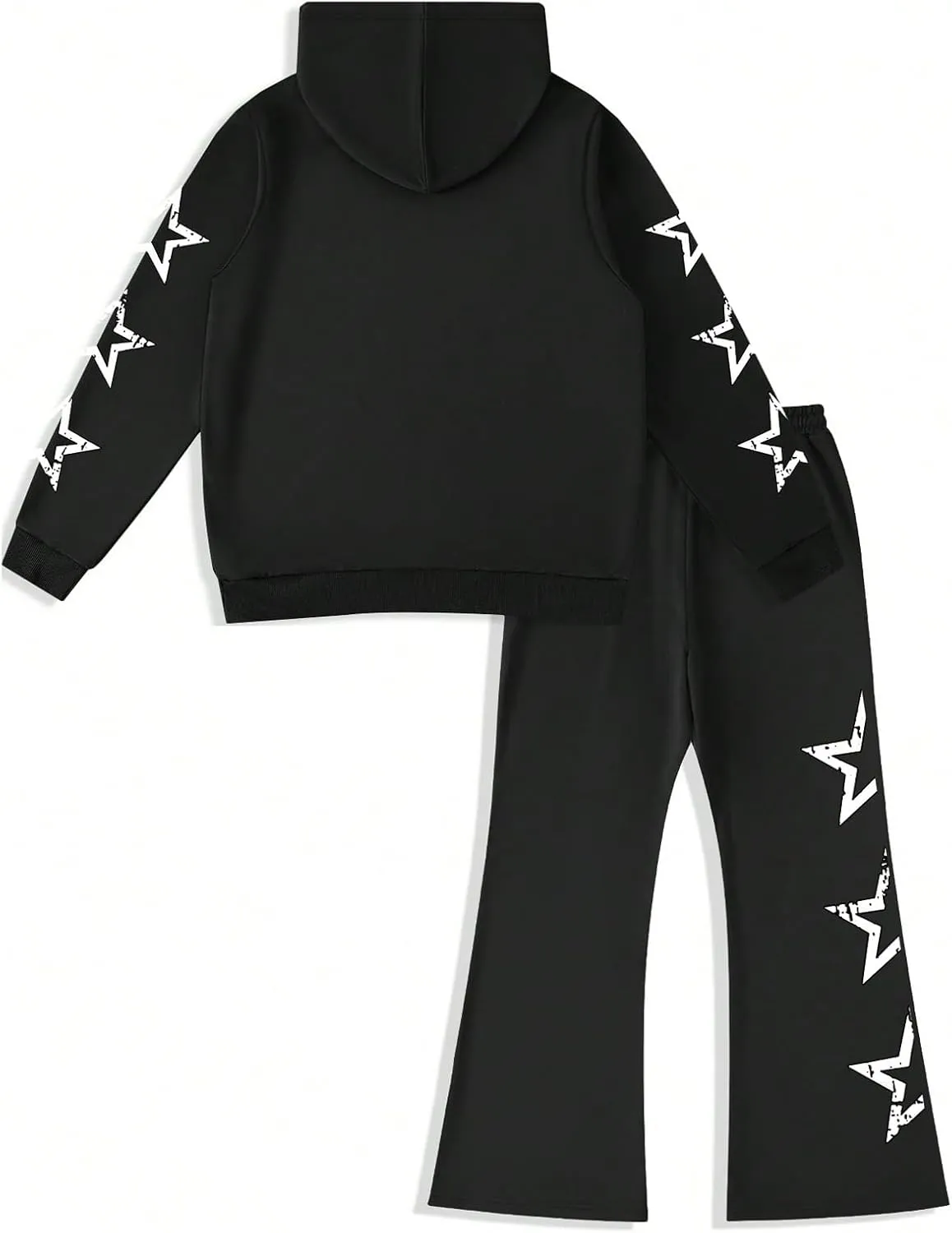 Men's 2 Piece Sweatsuit Long Sleeve Graphic Hoodies and Designer Stacked Sweatpants Jogging Suit