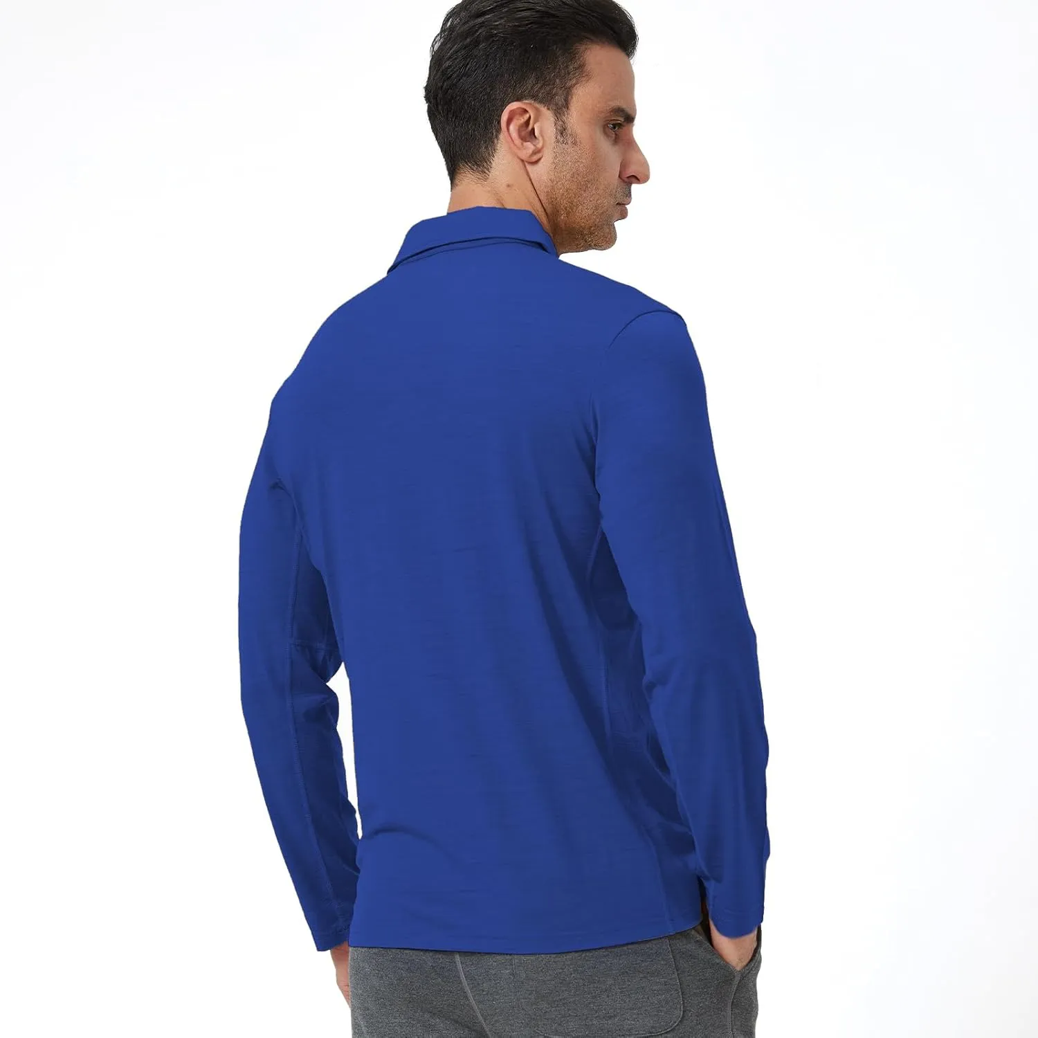 Men's Merino Wool Polo Shirt - Odor-Proof 100% Merino Wool Shirt for Men with Long Sleeves