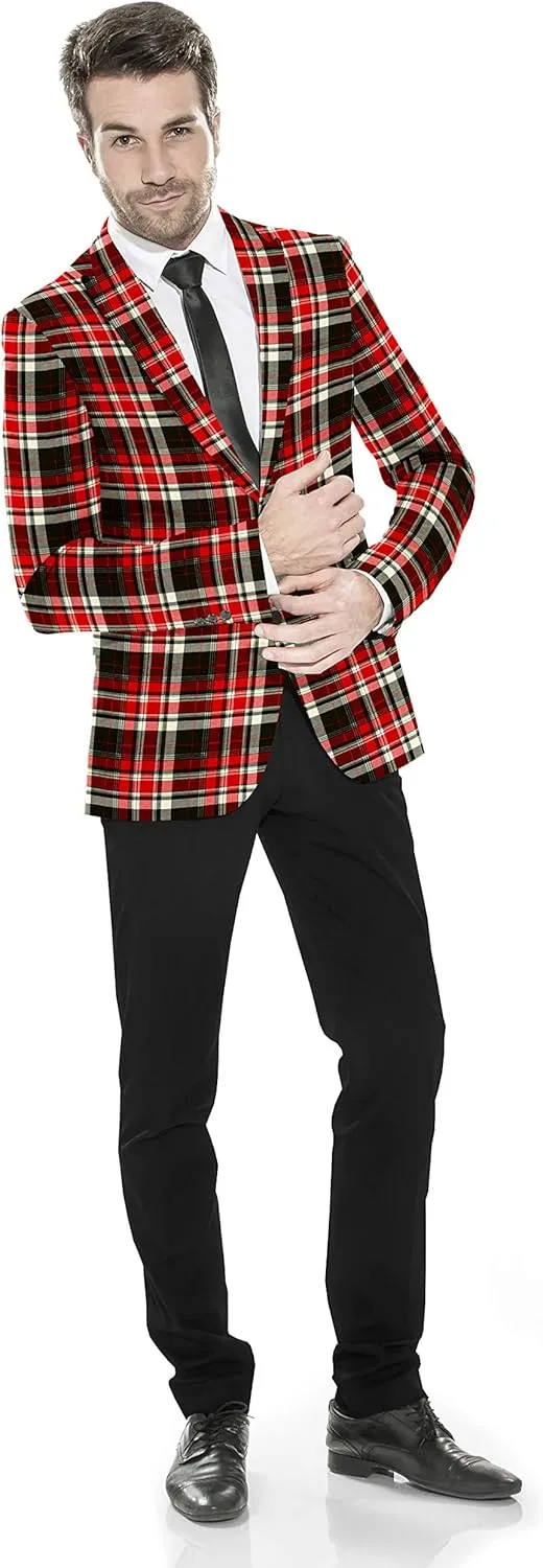 Men's Plaid Blazer 2 Button Lightweight Regular Fit Checked Plaid Suit Sport Coat Jacket Casual Daily Dress Jacket Sport Coat