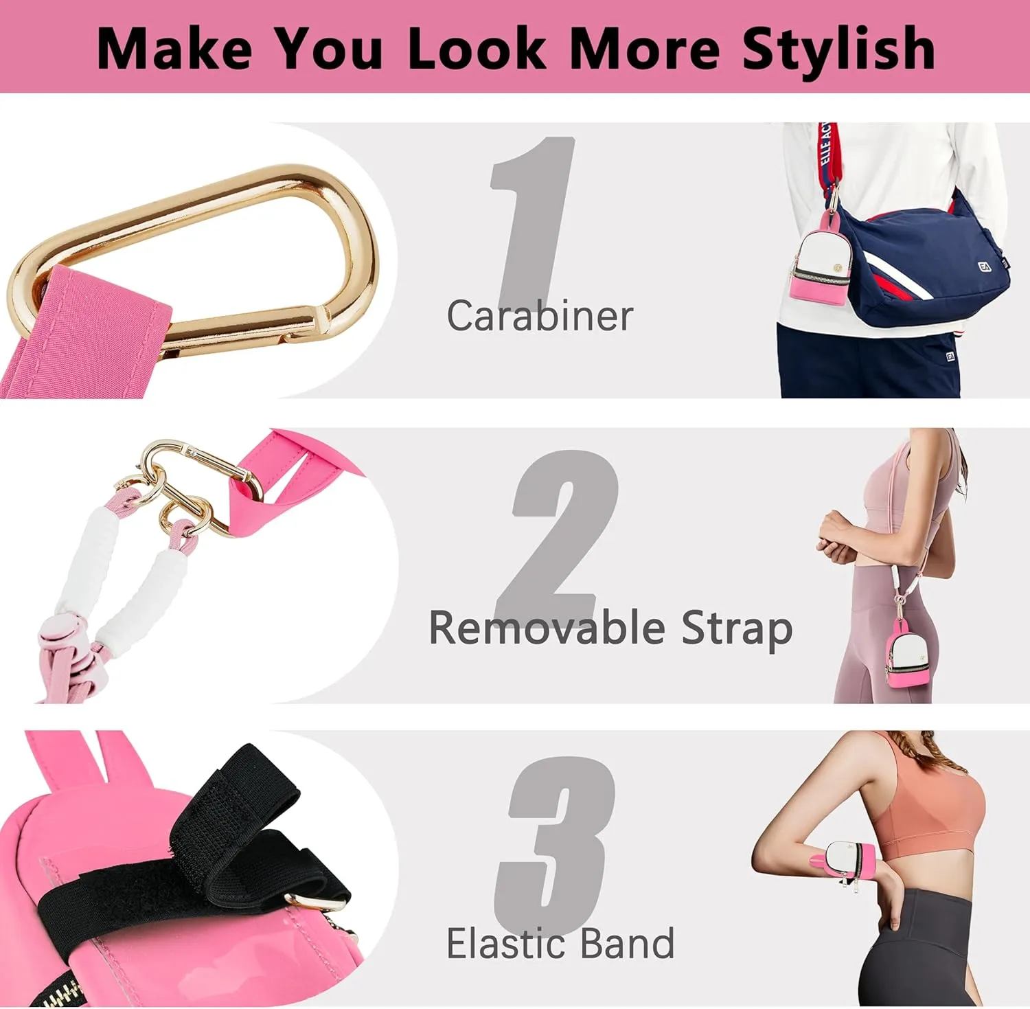 Mini Backpack Keychain Lanyard Pouch Small Change Coin Purse Cute Zipper Wallet With 3 RFID Card Slots For Women/Men Airpods Cosmetics